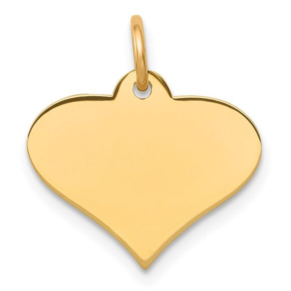 Kazi Luxury 14k Yellow Gold Plain .013 Gauge Engraveable Heart Disc Charm